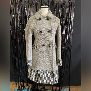 SOLD! VINTAGE 80s OLEG CASSINI CHECKERED HOUNDSTOOTH PEA COAT